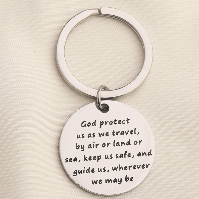 Traveler's Prayer Keychain for Safe Travels Gift