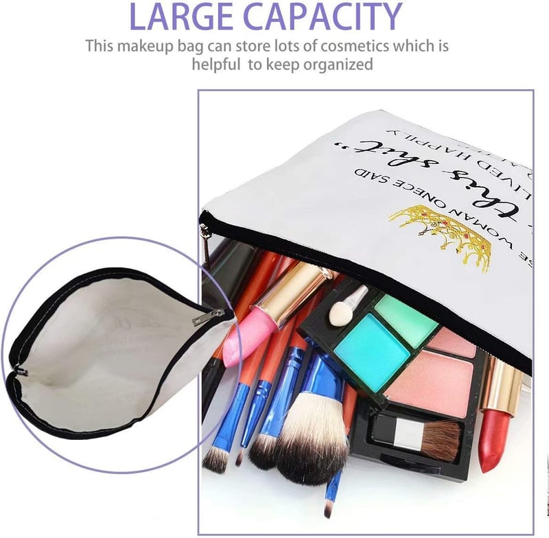 World Map Cosmetic Bag - Linen Cotton Travel Makeup Case