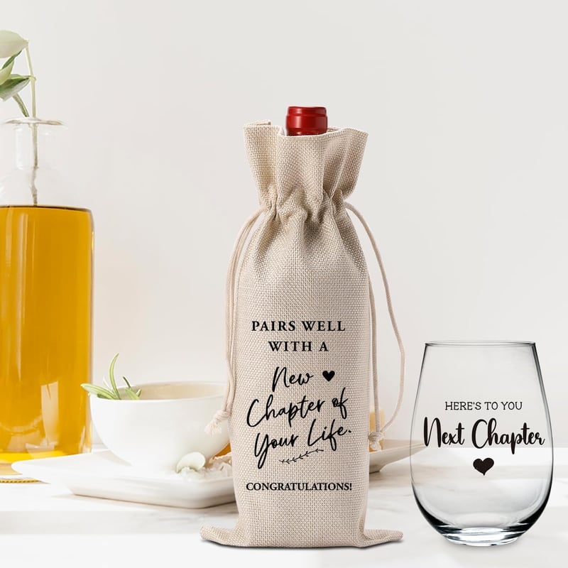 Farewell Wine Bag & Glass Set - Going Away Gift for Friends