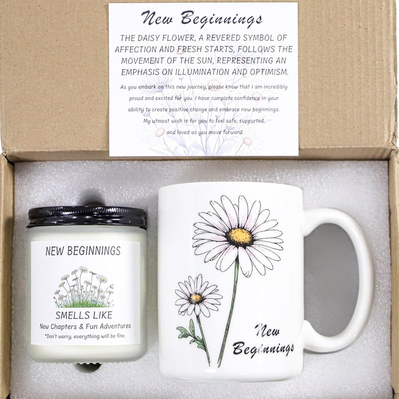 Congratulations Gift Basket for Women: Daisy Mug & Candle