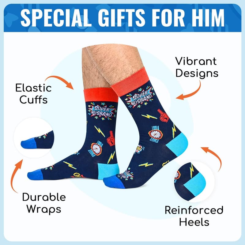 Funny Socks for Him - Novelty Gift for Dad or Brother