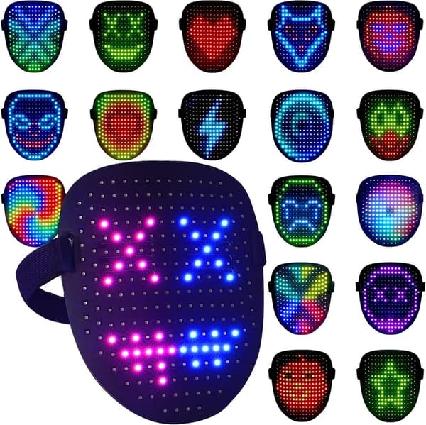LED Light-Up Mask with Gesture Sensing for Festivals and Parties