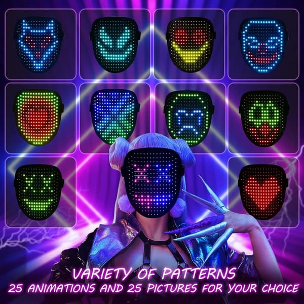 LED Light-Up Mask with Gesture Sensing for Festivals and Parties