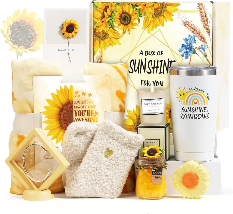 Sunflower Spa Gift Set for Women – 9-Piece Birthday Basket