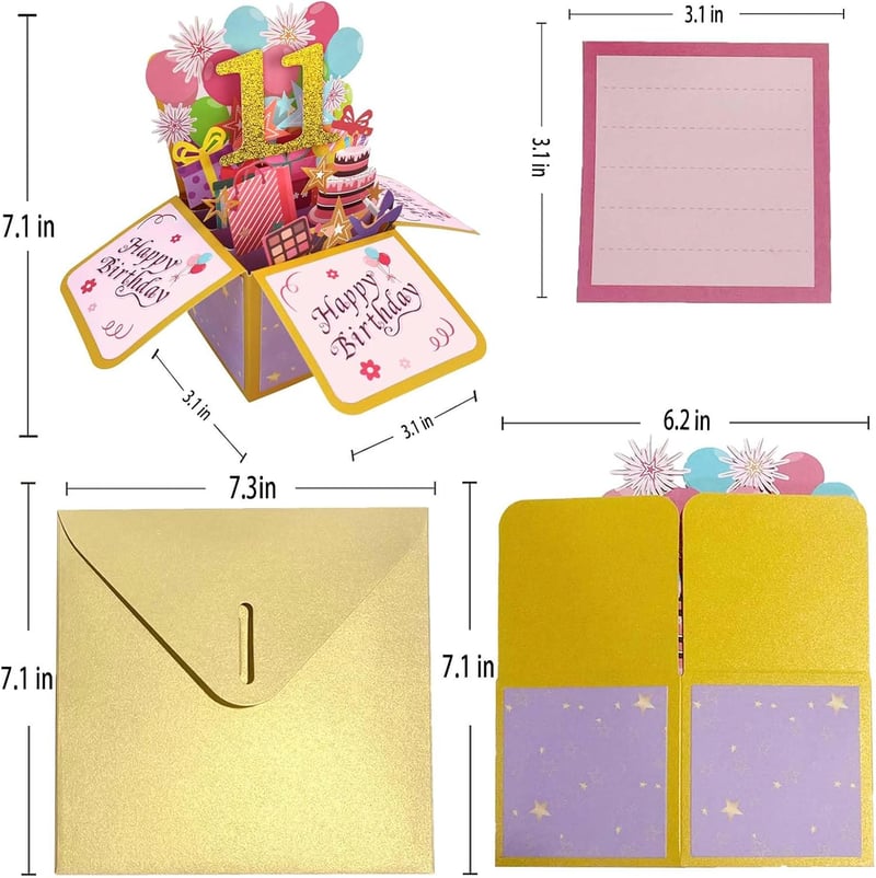 11th Birthday 3D Popup Card - Gift for Kids