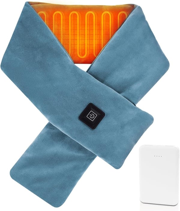 Cordless Heated Neck Wrap with Power Bank - Aqua Blue