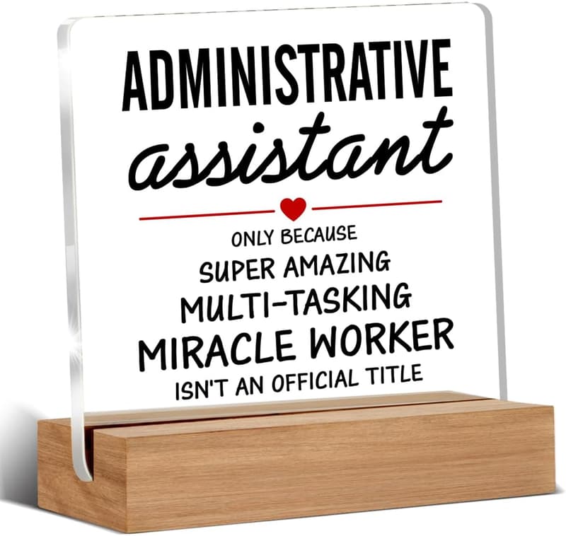 Secretary Appreciation Desk Decorative Sign with Wooden Stand