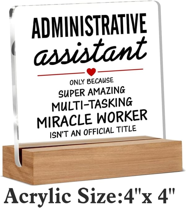 Secretary Appreciation Desk Decorative Sign with Wooden Stand