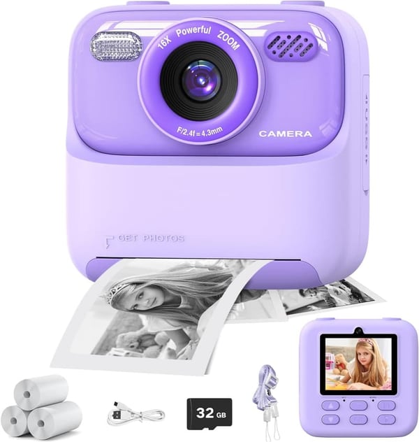 Kids Instant Print Camera - 1080P HD, Ideal Birthday Gift