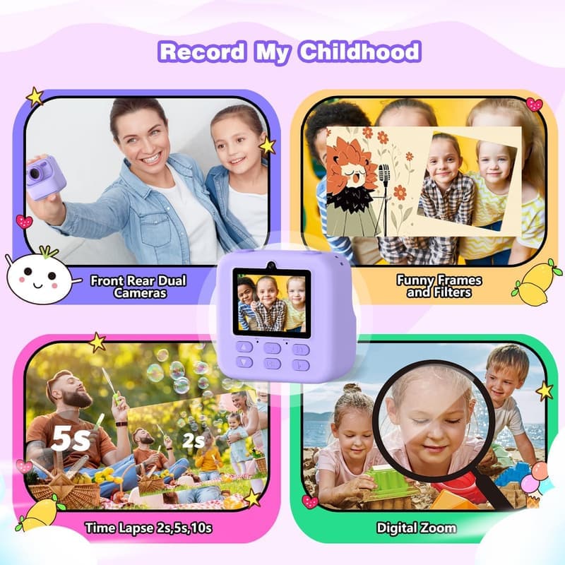 Kids Instant Print Camera - 1080P HD, Ideal Birthday Gift