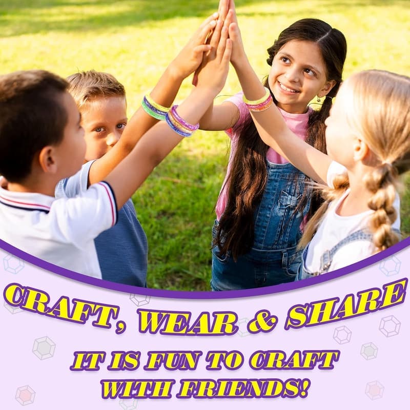 Girls' Friendship Bracelet Craft Kit - Glitter Gem Art Jewelry