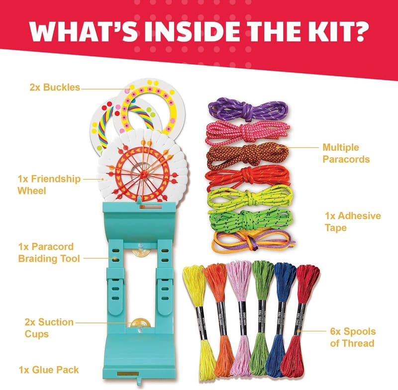 DIY Friendship Bracelet Craft Kit for Kids - Includes Tools & Beads