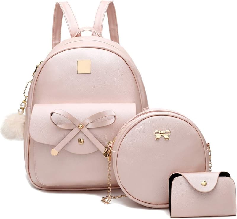 Girls' Fashion Bowknot Leather Backpack Purse for Women