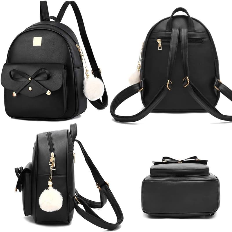 Girls' Fashion Bowknot Leather Backpack Purse for Women