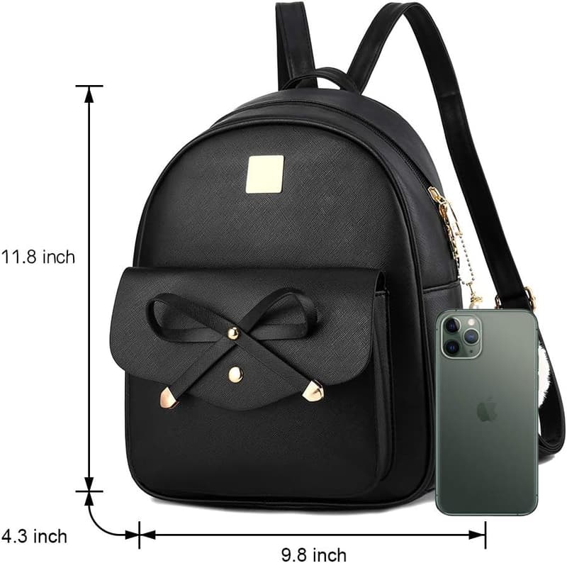Girls' Fashion Bowknot Leather Backpack Purse for Women