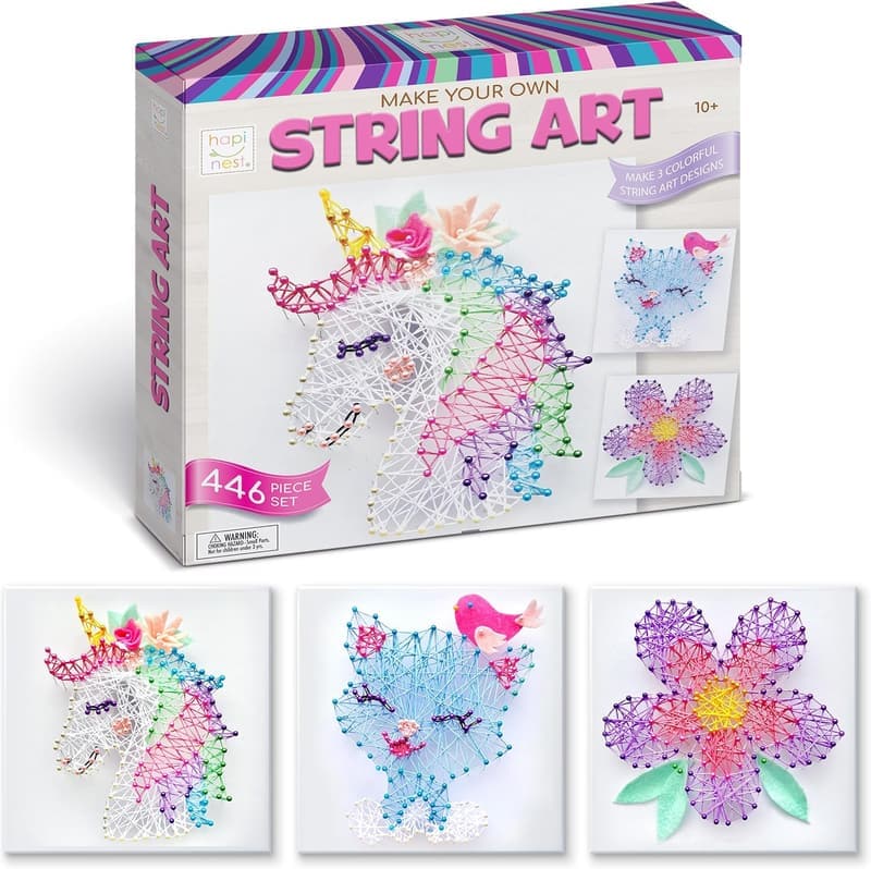 3D String Art Craft Kit for Girls, Ages 10+ - Unicorn, Cat & Flower