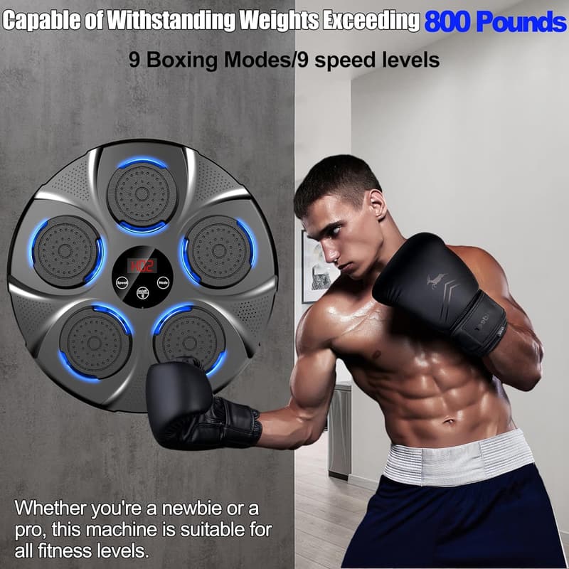 Wall-Mounted Bluetooth Boxing Machine with Gloves for Home Gym