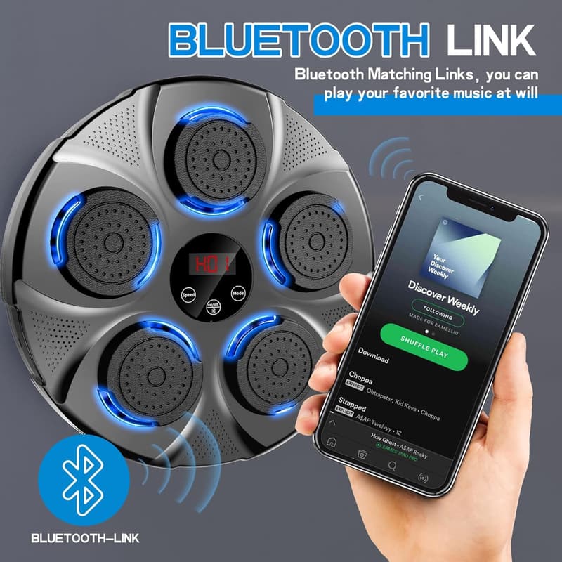 Wall-Mounted Bluetooth Boxing Machine with Gloves for Home Gym