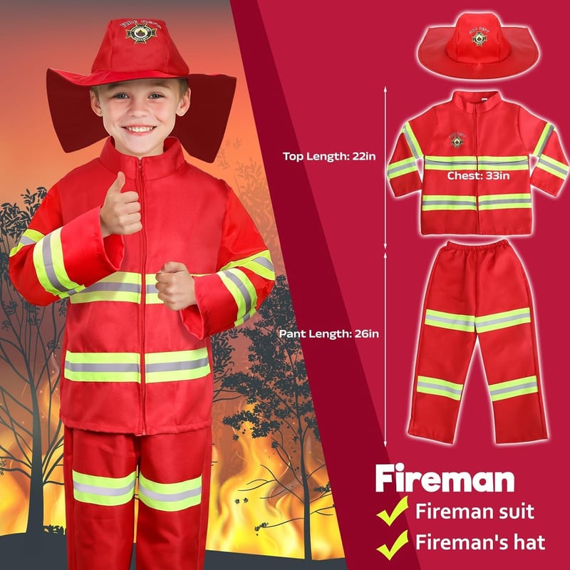 Kids' Role Play Costume Set - Astronaut, Doctor, Fireman, Construction (Ages 3-8)