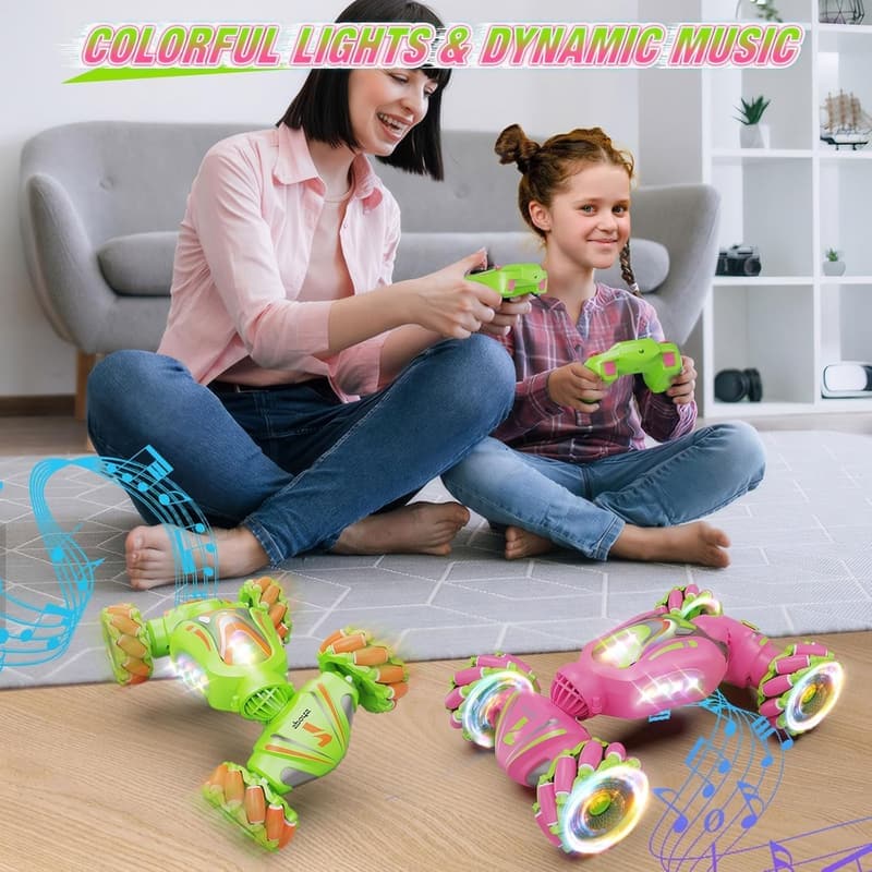 Pink Remote Control Stunt Car with Lights & Music, Age 6+