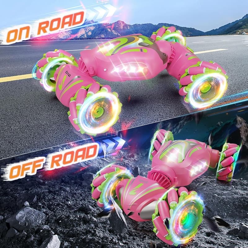 Pink Remote Control Stunt Car with Lights & Music, Age 6+