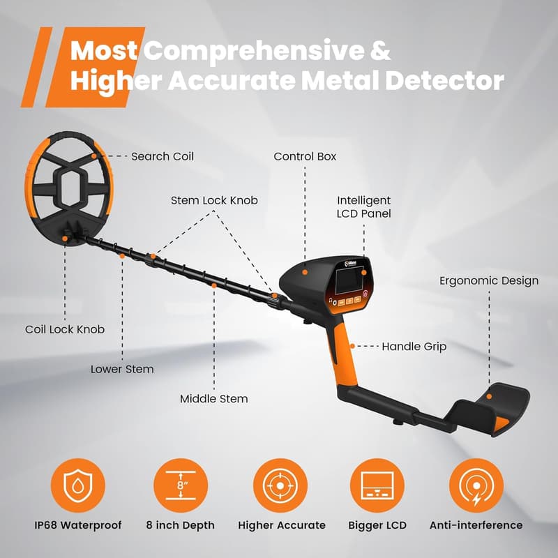 Waterproof Metal Detector for Kids & Adults, 8