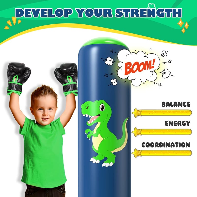 Kids Inflatable Punching Bag - 48 Inch Dinosaur Boxing Toy