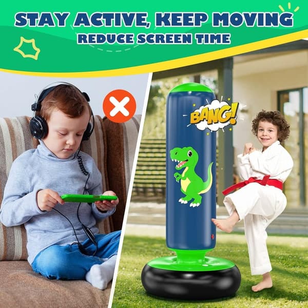 Kids Inflatable Punching Bag - 48 Inch Dinosaur Boxing Toy