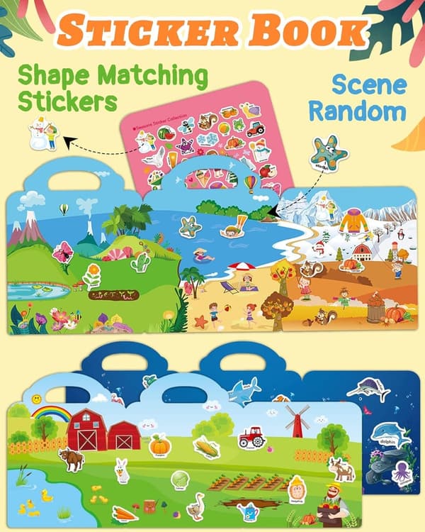 Reusable Sticker Book Set for Toddlers (2-4 Years)