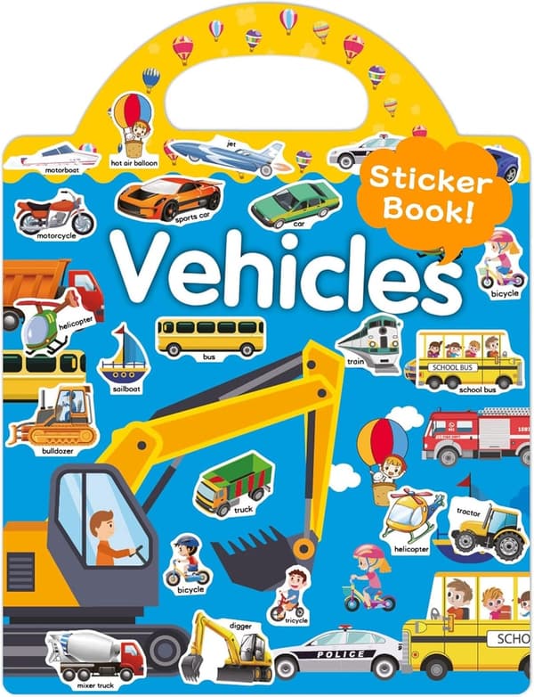 Vehicle Sticker Book for Toddlers - Reusable & Waterproof
