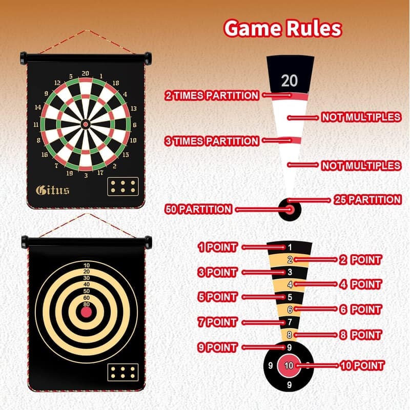 Magnetic Dart Board Set with 12 Darts - Perfect Gift for Teens