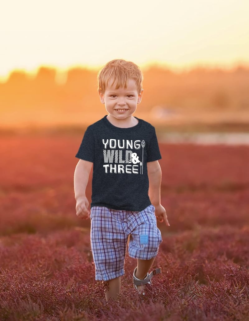 3rd Birthday Shirt for Boys - Young Wild and Three
