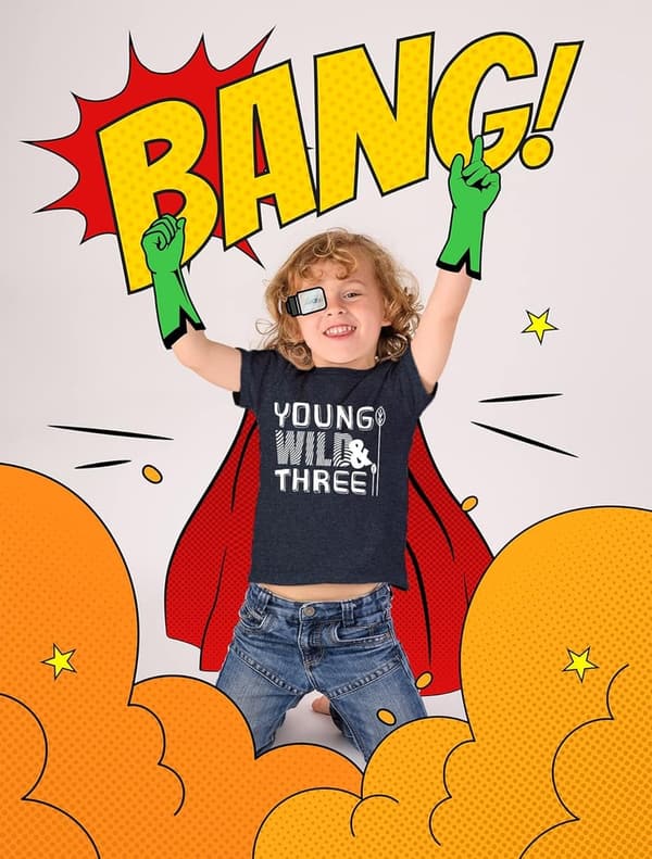 3rd Birthday Shirt for Boys - Young Wild and Three