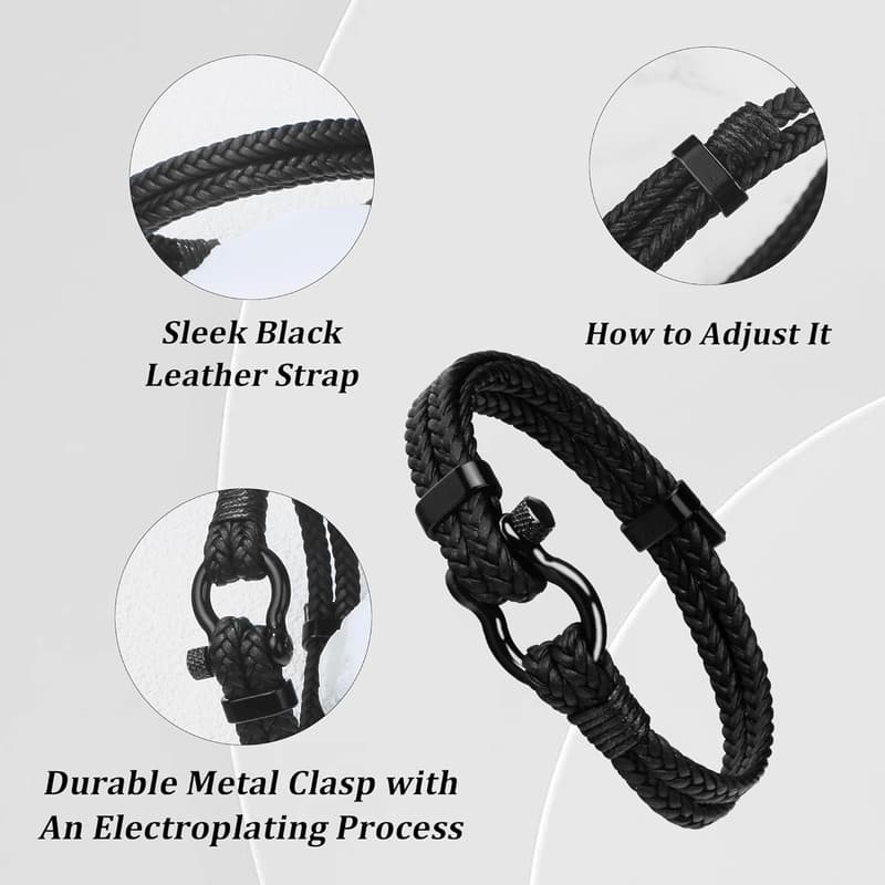 13th Birthday Adjustable Leather Bracelet for Boys