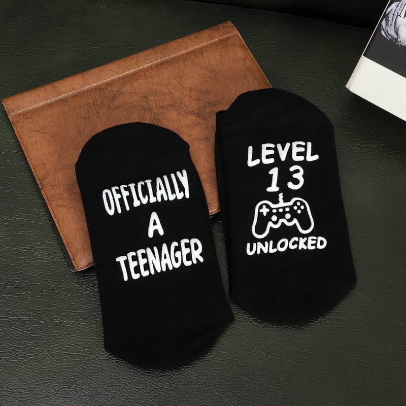 13th Birthday Funny Gaming Socks for Teen Boys and Girls