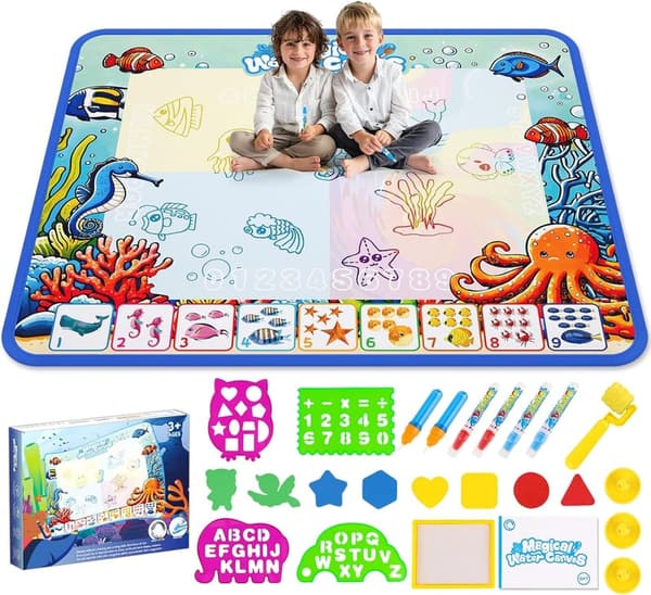 Kids Water Doodle Mat - Reusable Drawing Toy for Ages 3-8