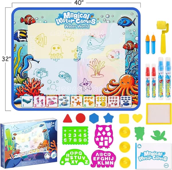 Kids Water Doodle Mat - Reusable Drawing Toy for Ages 3-8