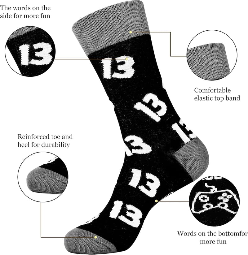 Teenage Boy Gift: Fun Men's Socks for Ages 13-18