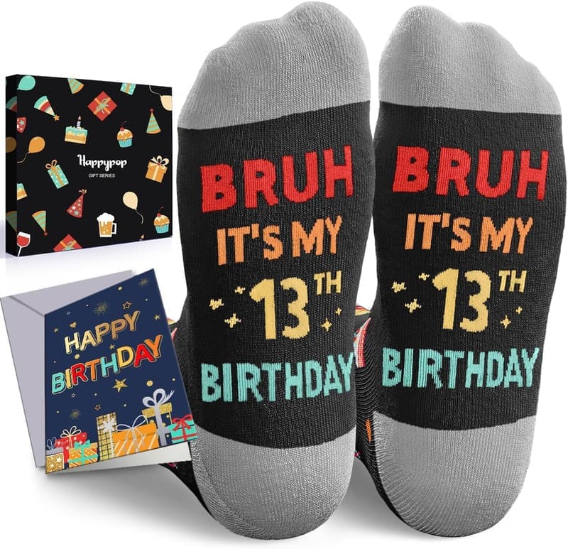 Teen Birthday Socks Gift Set with Greeting Card