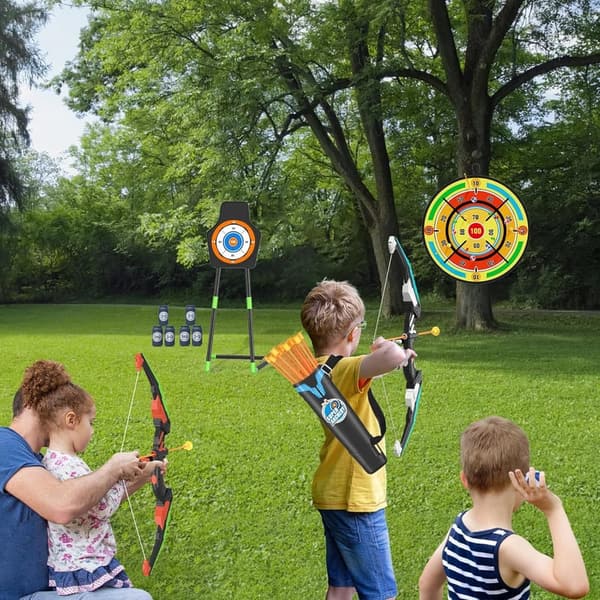LED Light Up Bow and Arrow Set with Dart Board for Kids