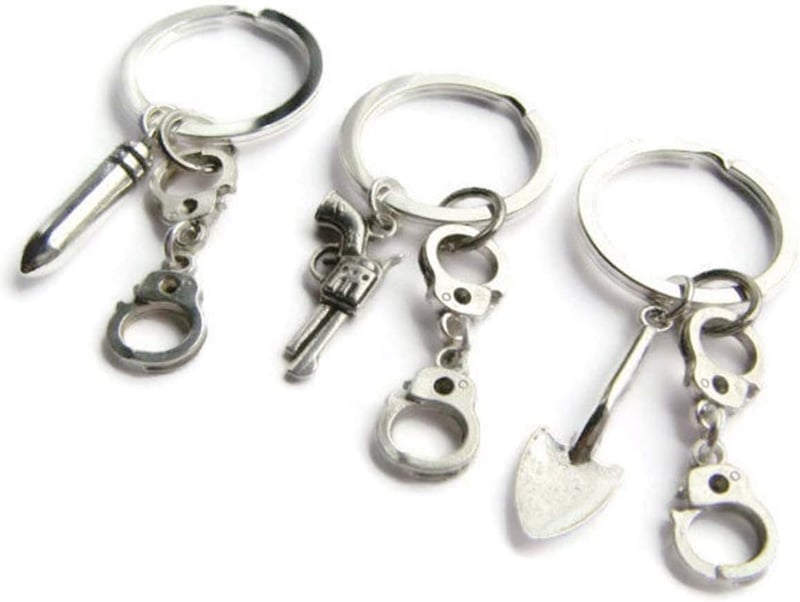 Best Friends Keychain Set - 3 Partners in Crime Handcuff Rings