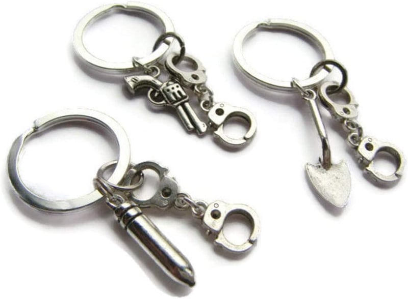 Best Friends Keychain Set - 3 Partners in Crime Handcuff Rings
