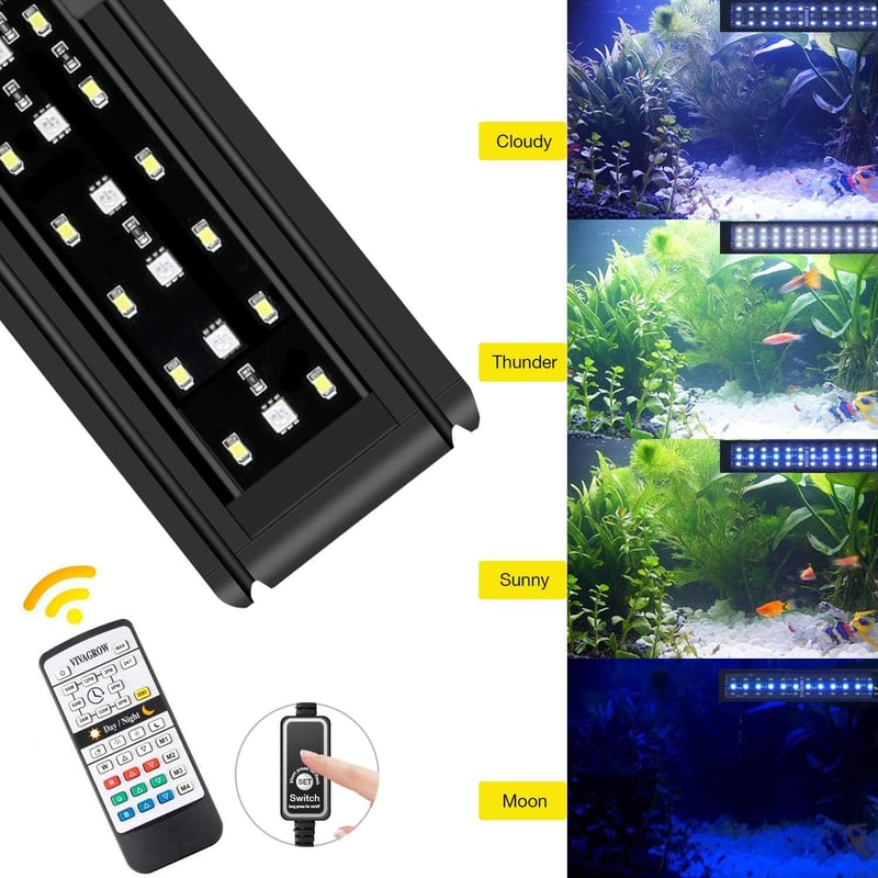 Aquarium LED Clip-On Light with Remote for Fish and Plants