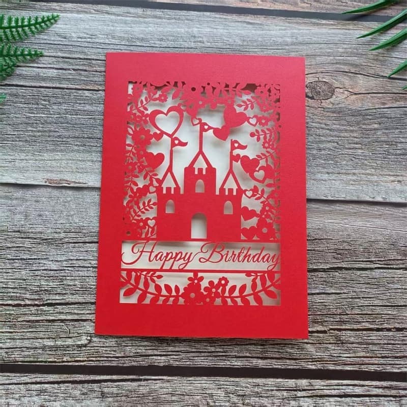 Happy Birthday Gift Card with Envelope & Inlay (Red)