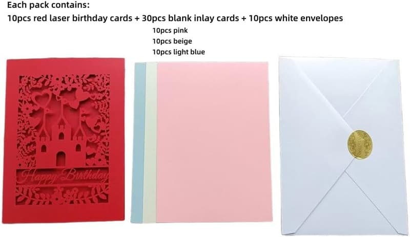 Happy Birthday Gift Card with Envelope & Inlay (Red)