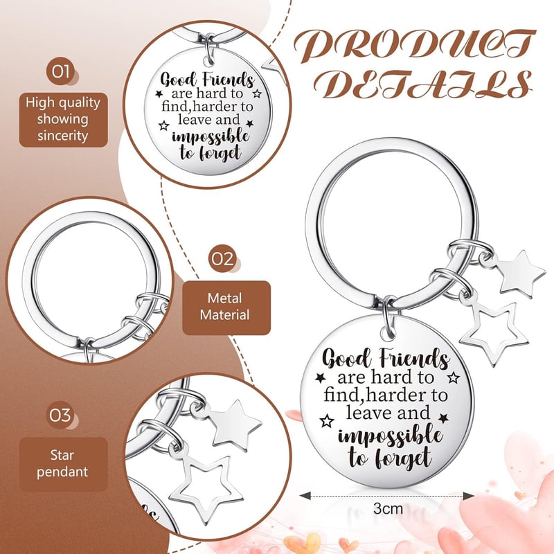 Friendship Keychain Set - Inspirational Stainless Steel Gifts