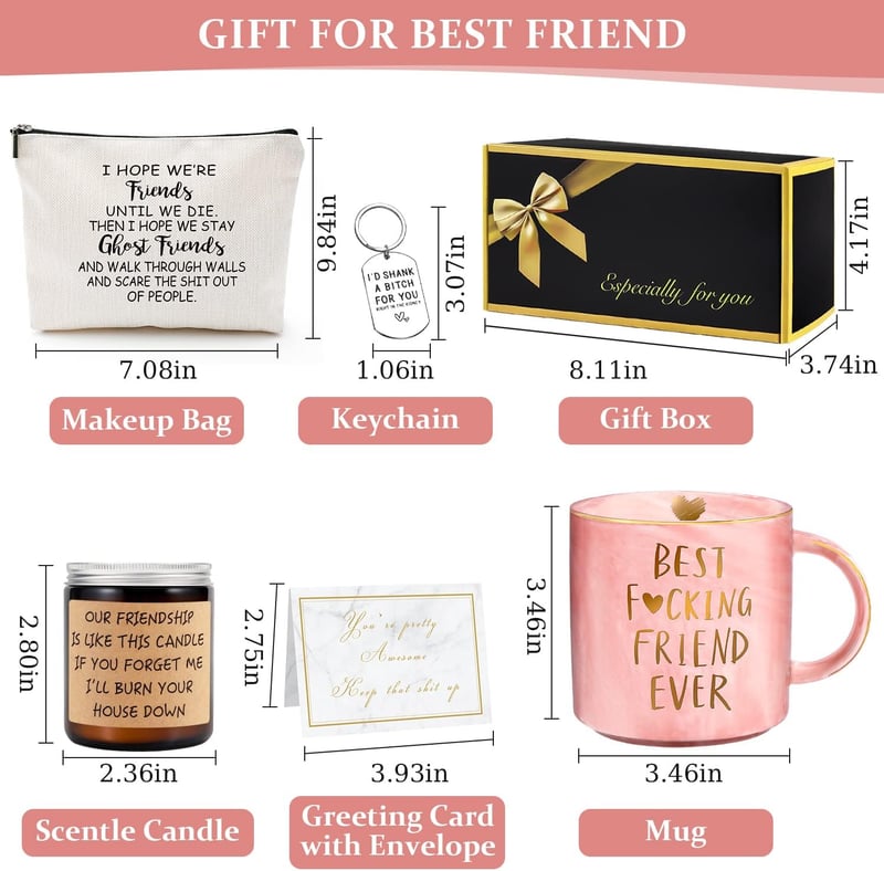 Funny Birthday Gifts for Best Friends - Coffee Mug, Keychain, Bag