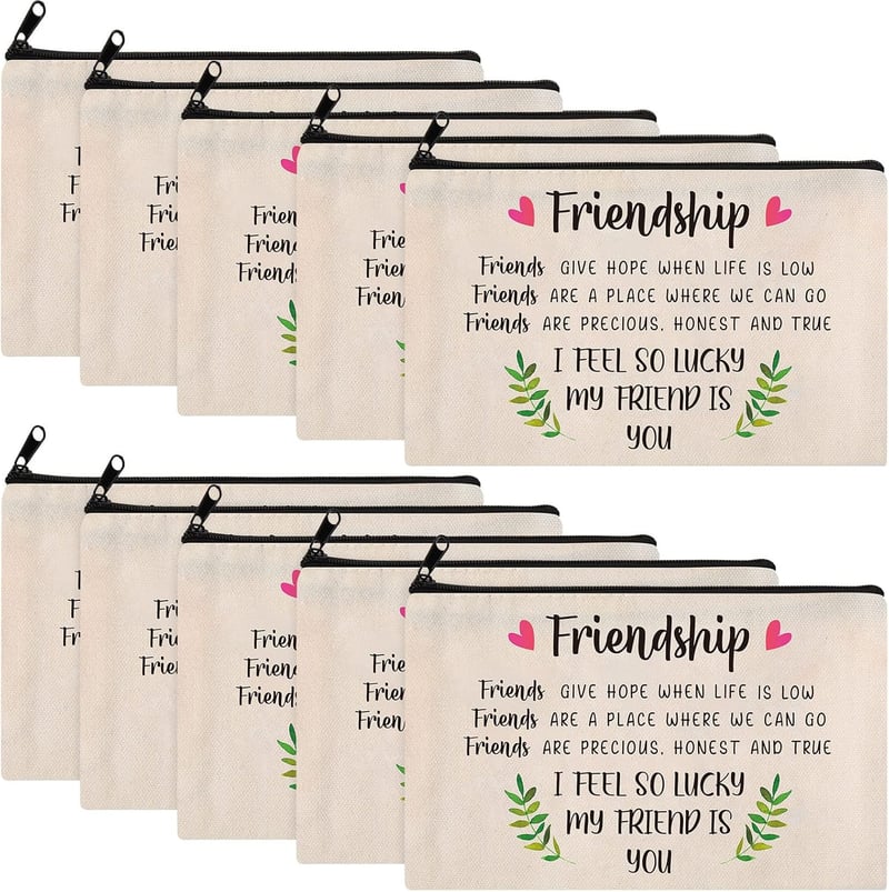 Friendship Gifts for Women - 10 Cosmetic Bags for BFFs