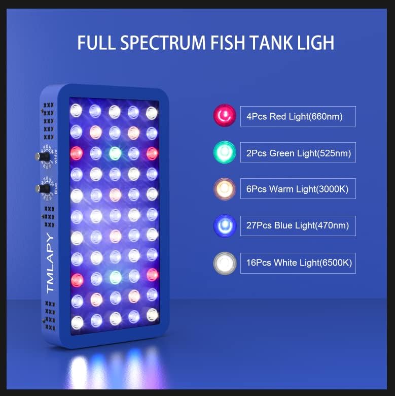 100W Full Spectrum LED Aquarium Light with Adjustable Brightness
