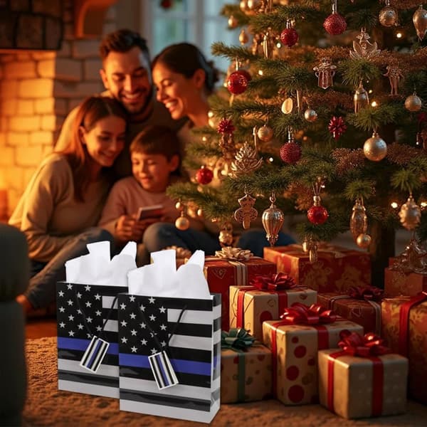 Police Academy Graduation Gift Bag - Thin Blue Line Design